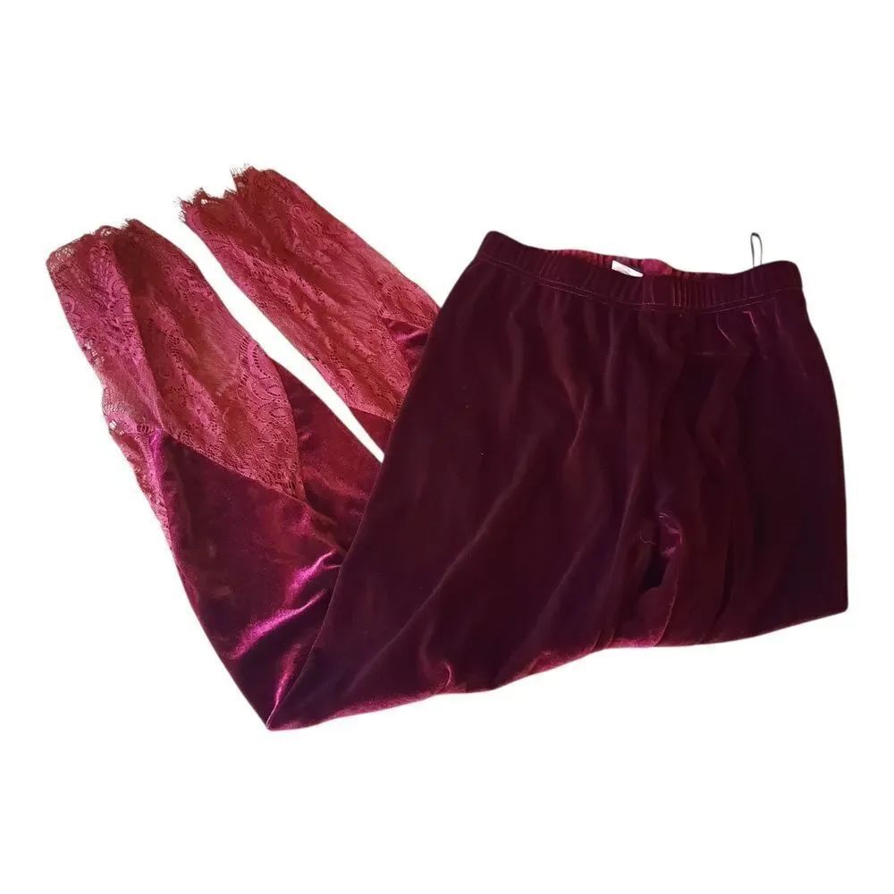 SHEIN Burgundy Velvet and Lace Leggings